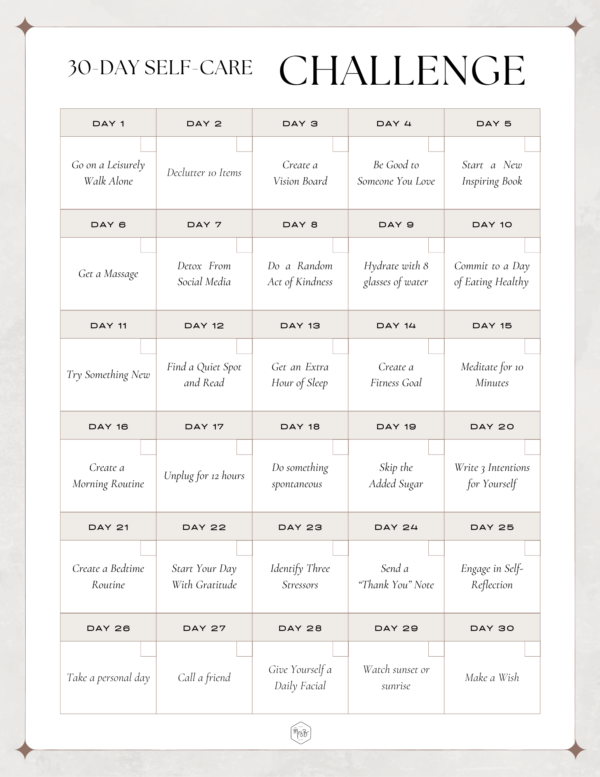 30 Day Self Care CHALLENGE (free download) | With Mrs. B.