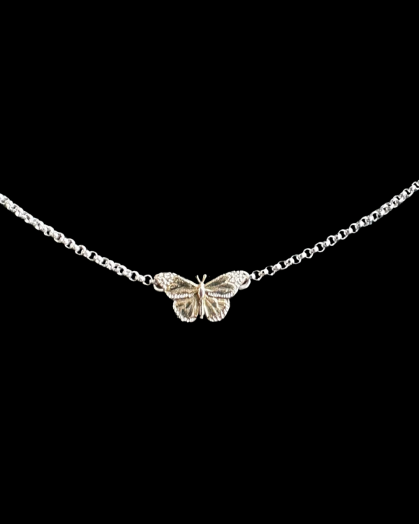 Transformation Butterfly Necklace (two-tone/silver chain)